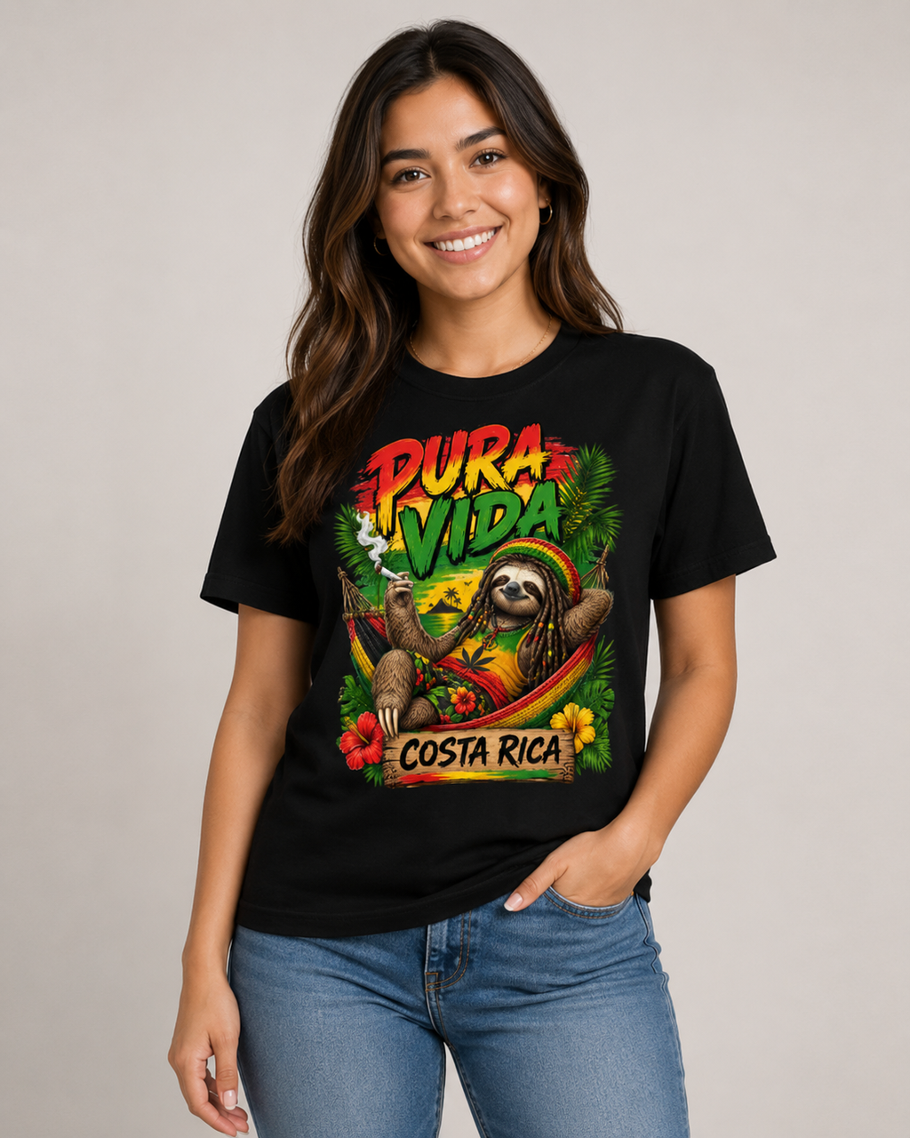 Pura Vida Costa Rica T-Shirt – Reggae Faultier Urlaubsshirt