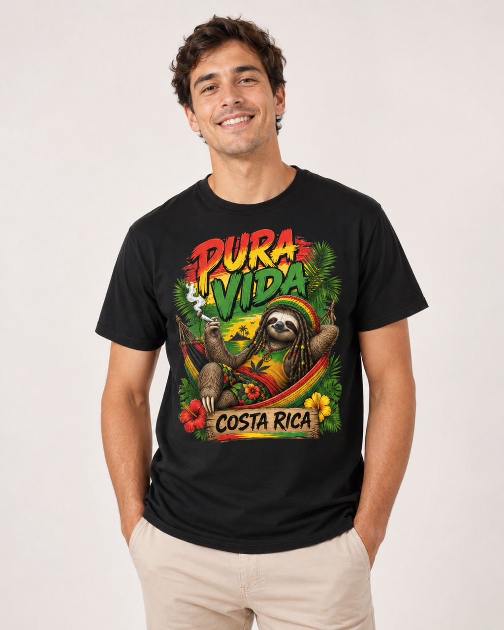 Pura Vida Costa Rica T-Shirt – Reggae Faultier Urlaubsshirt